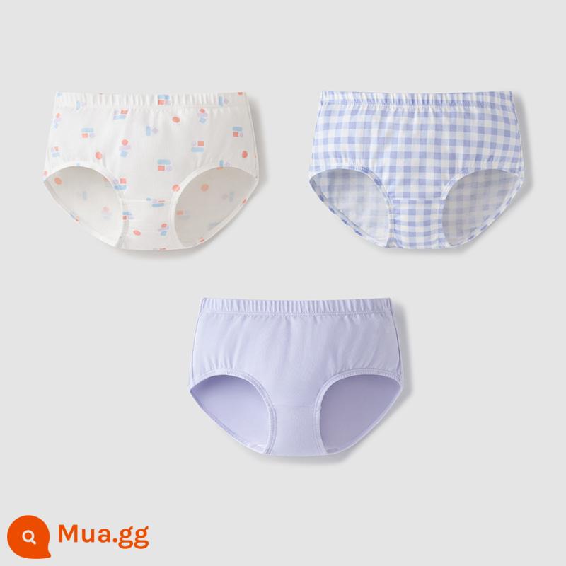 Chuối Quần Lót Trẻ Em 355C Cotton Kháng Khuẩn Boxer Quần Lót Bé Trai Màu Sắc Tương Phản Quần Lót Tam Giác Nữ 3 Cái - [Tam giác nữ] Logo cảm biến cơ thể màu xanh hồng + kẻ sọc tím + tím Iceland