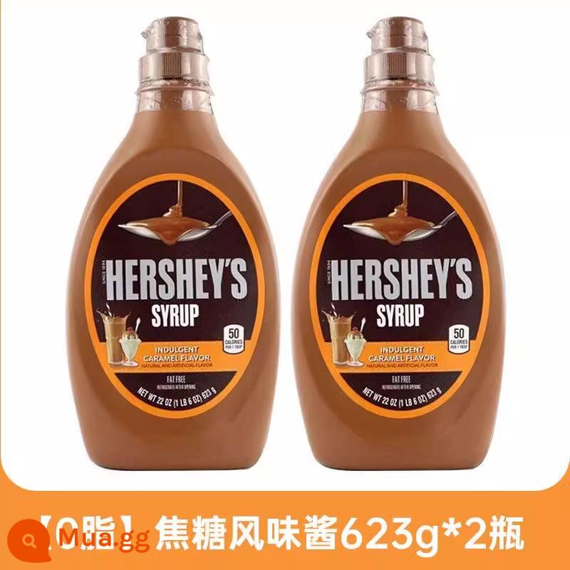 Sốt sô cô la Hershey 680g Sốt sô cô la đen ít béo nhập khẩu nguyên liệu làm bánh sốt xi-rô 1961 - [0 béo]Sốt hương vị caramel Hershey's 623g*2 chai.