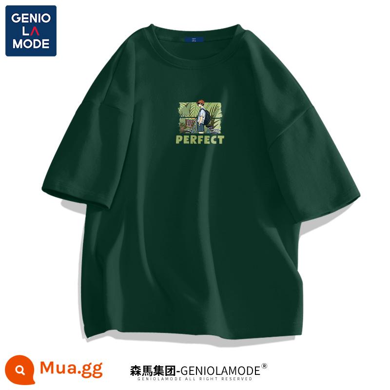 Semir Group GENIOLAMODE áo thun nam ngắn tay mặt cười đơn giản mùa hè nam màu xanh lá cây rộng - Rừng xanh (chiến thắng với làn gió nhẹ)