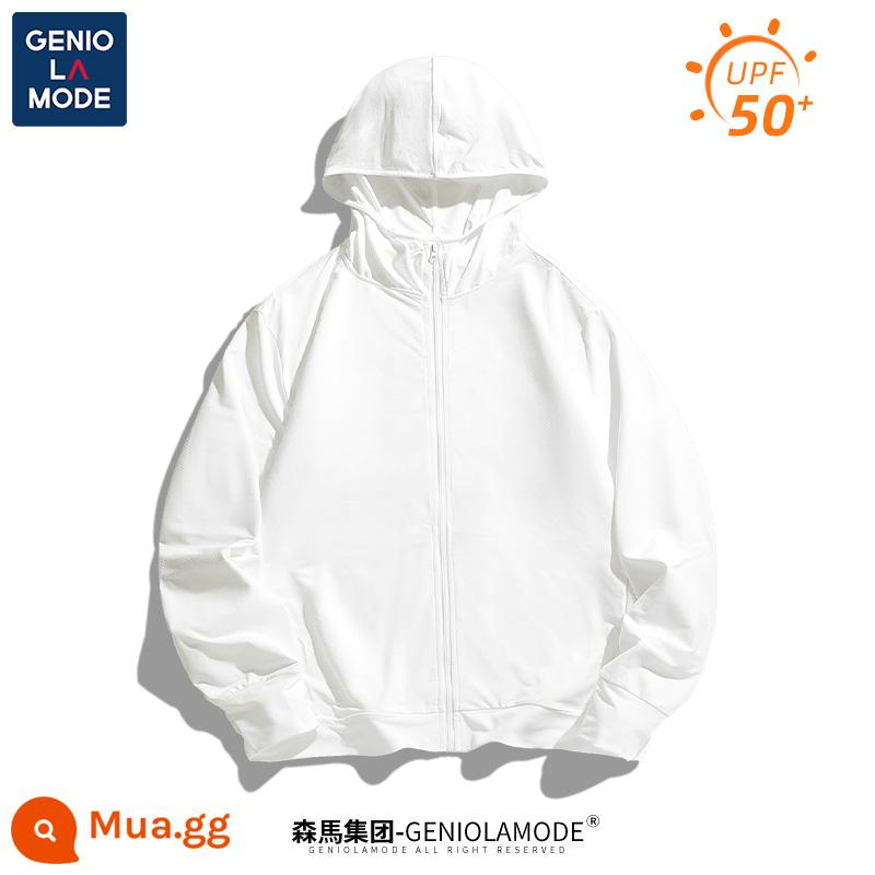 Semir Group GENIOLAMODE quần áo chống nắng lụa băng nam mùa hè chống tia cực tím câu cá quần áo chống nắng nam - [Lụa băng UPF50+] Trắng (trống)