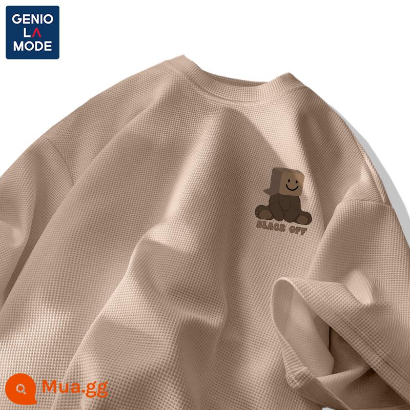 Semir Group GENIOLAMODE triều thương hiệu T-shirt nam mùa hè tuổi teen nam sinh viên waffle nam ngắn tay - [Tay ngắn] Kaki (Logo ngực hộp gấu)