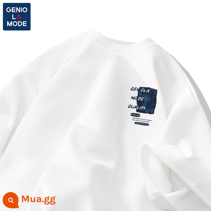 Semir Group GENIOLAMODE triều thương hiệu T-shirt nam mùa hè tuổi teen nam sinh viên waffle nam ngắn tay - [Tay ngắn] Màu trắng (Logo ngực sứa gDream)