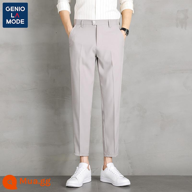 Semir Group GENIOLAMODE quần âu nam công sở trang phục lịch sự nam đen chín điểm quần phù hợp với quần - Chín điểm màu xám nhạt