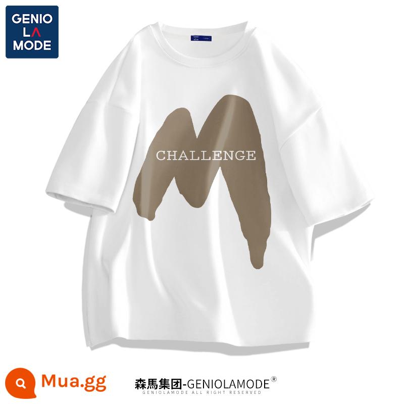 Semir Group GENIOLAMODE Áo thun cotton nam ngắn tay đường phố mùa hè dành cho nam hợp thời trang dành cho nam - Trắng (lớn rất lớn mm)