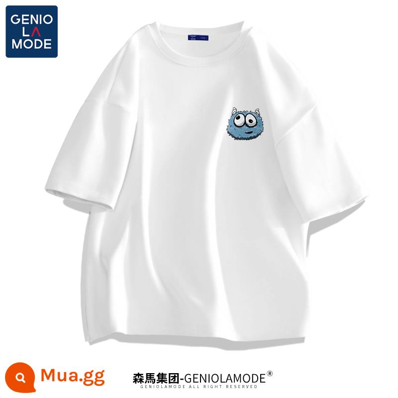 Semir Group GENIOLAMODE áo thun cotton nam ngắn tay áo thun nam màu trắng dáng rộng mùa hè cho nam - Màu trắng (dấu ngực xấu xí)