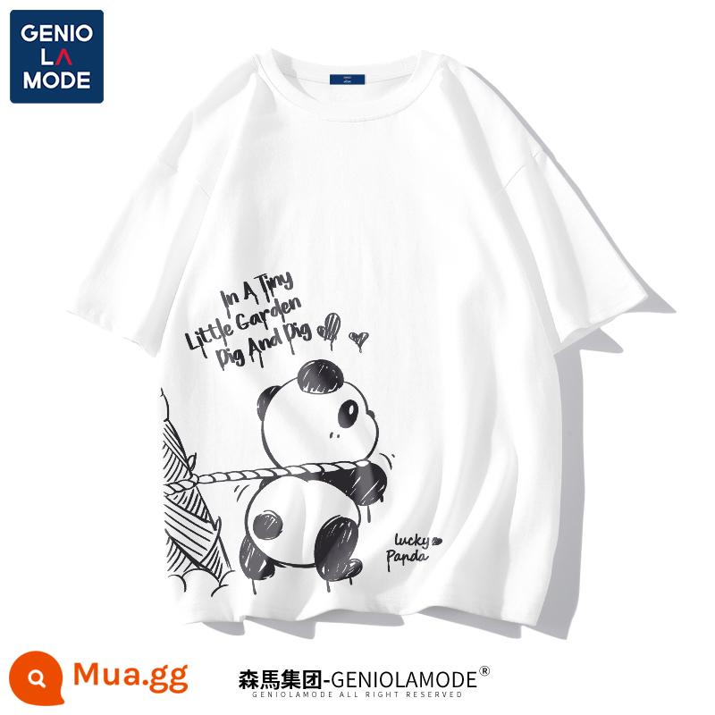 Semir Group GENIOLAMODE Áo thun gấu trúc nam nhanh khô nam lụa băng cao cấp mỏng mát mùa hè ngắn tay - Trắng (big dig dig đen chỉ số bên phải)