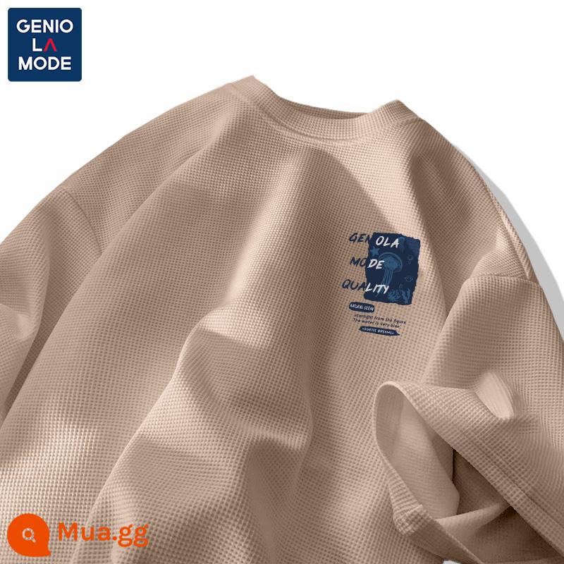 Semir Group GENIOLAMODE triều thương hiệu T-shirt nam mùa hè tuổi teen nam sinh viên waffle nam ngắn tay - [Tay ngắn] Khaki (Logo ngực sứa gDream)