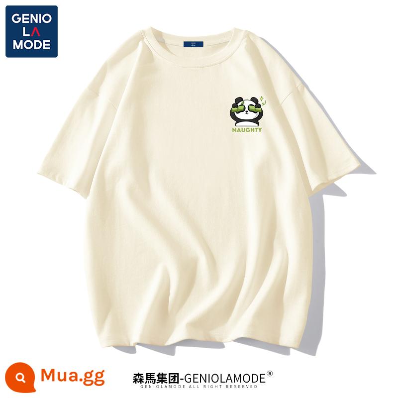 Semir Group GENIOLAMODE Áo thun gấu trúc nam nhanh khô nam lụa băng cao cấp mỏng mát mùa hè ngắn tay - Màu be nhạt (che logo ngực gấu)