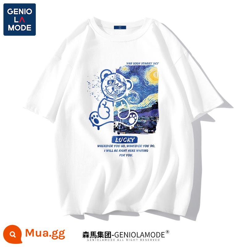 Semir Group GENIOLAMODE Áo thun gấu trúc nam nhanh khô nam lụa băng cao cấp mỏng mát mùa hè ngắn tay - Trắng (gấu bầu trời đầy sao)