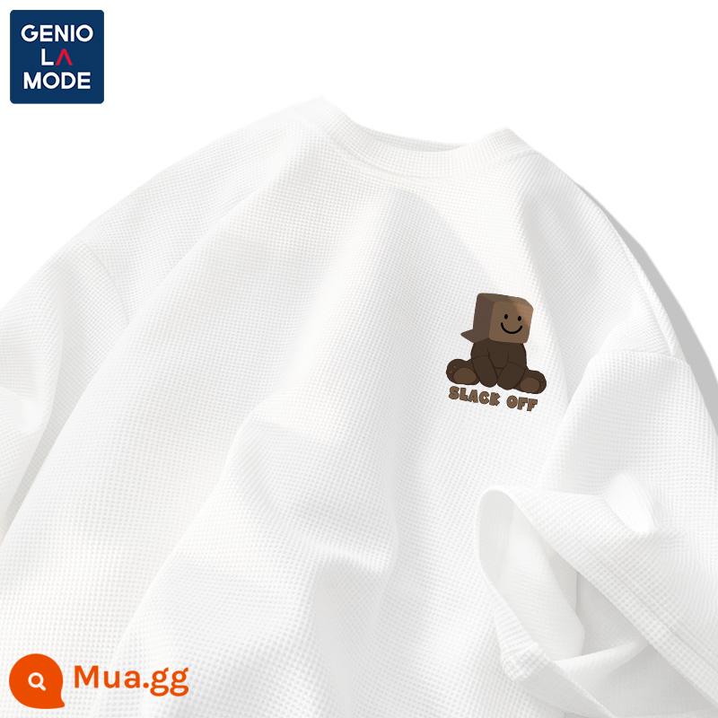 Semir Group GENIOLAMODE triều thương hiệu T-shirt nam mùa hè tuổi teen nam sinh viên waffle nam ngắn tay - [Tay ngắn] Trắng (Logo ngực hộp gấu)