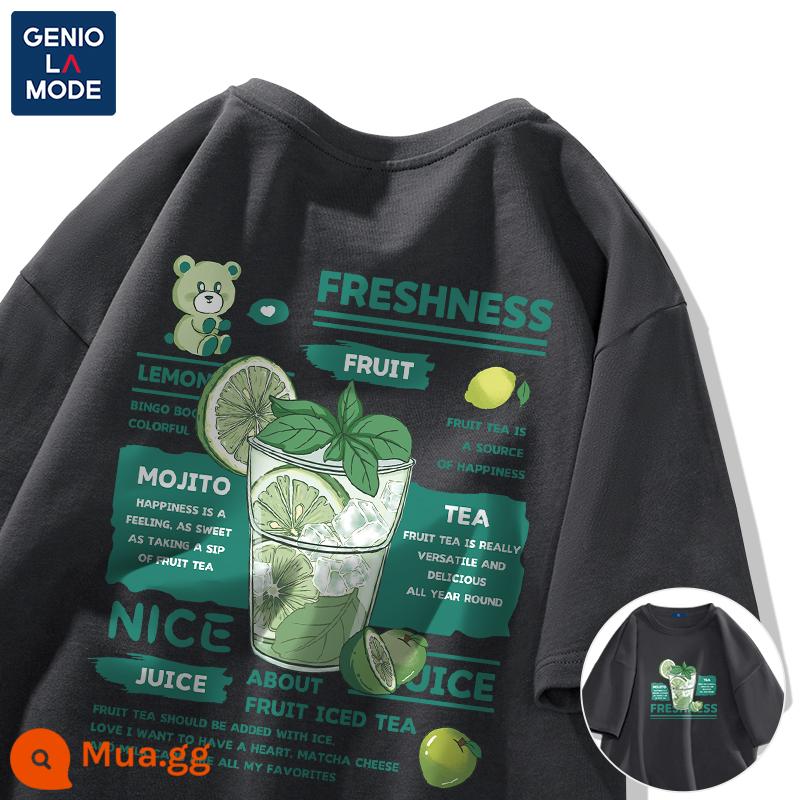 Semir Group GENIOLAMODE áo thun nam ngắn tay xu hướng mùa hè áo thun cotton nam sinh viên mỏng - Màu xám đậm (nhãn trở lại đồ uống trái cây đá lớn)