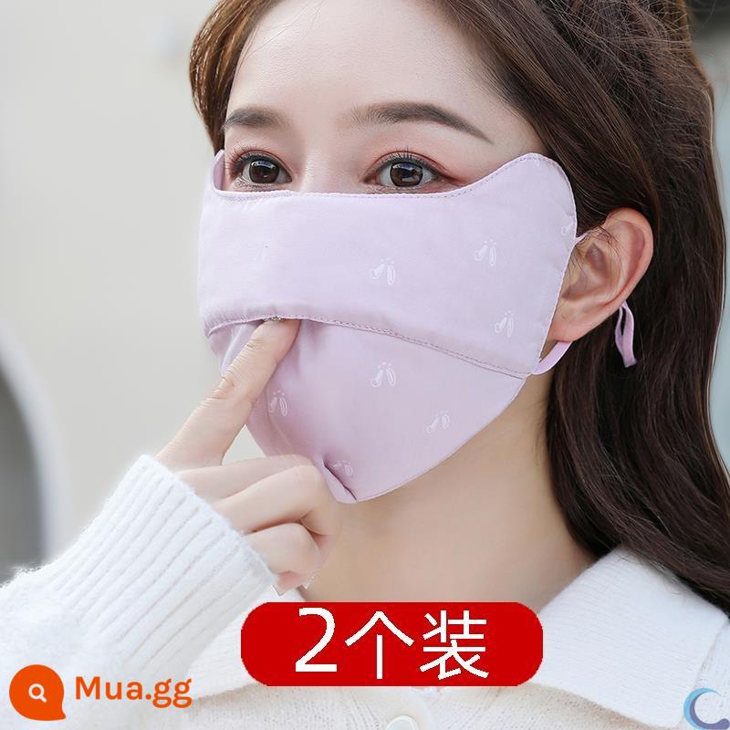 Khẩu trang vải đẹp có giá trị cao cotton có thể giặt được xu hướng mùa đông nam phiên bản Hàn Quốc của khẩu trang nữ mùa thu đông - Tai thỏ mở tím 2 cái