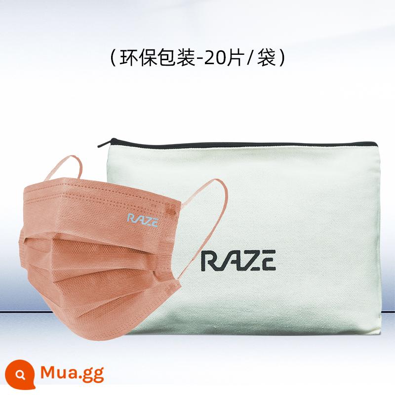 Mặt nạ ngôi sao RAZE Gu Ailing Fan Chengcheng của Hồng Kông cùng phong cách Mặt nạ khử trùng xúc tác quang ba lớp thoáng khí dùng một lần - Bột Xiahong (bao bì thân thiện với môi trường-20 viên/túi)