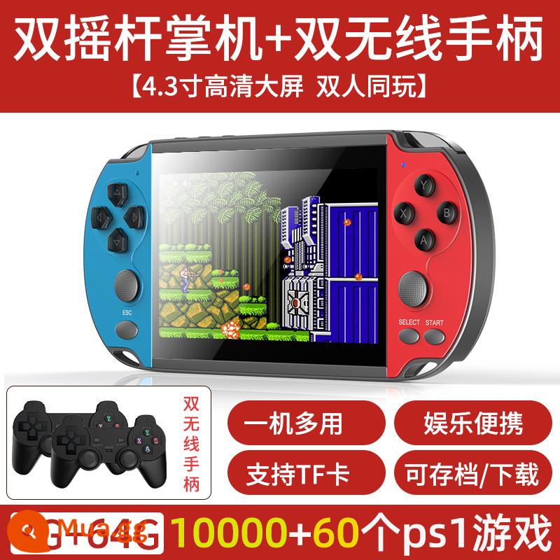 Qianpei Palm Game Machine Handheld PSP Home TV địa phương Shijia MD Arcade Double Wireless Tay cầm 2022 FC Super Mario MP5 Soul Dou Luo GBA Pokémon PS1 mới - Thẻ 8G+64G 4,3 inch [có tay cầm không dây kép] chứa 15000+60 trò chơi PS1