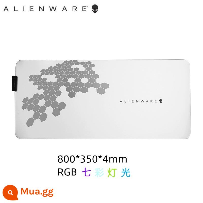 Alienware Alien Mouse Pad Quá Khổ RGB Dạ Quang Vải Cao Su Tự Nhiên Vải Thảm Để Bàn - Trắng (Ánh sáng đầy màu sắc RGB)