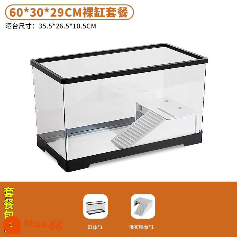 Bể nuôi rùa nhà có sân hiên phơi nắng giàn leo sinh thái hộp sinh sản bằng nhựa acrylic tạo cảnh quan tuần hoàn nước phòng khách bể cá nhỏ - Sân thượng 60*30*29[bể trần] (thoát nước đáy)