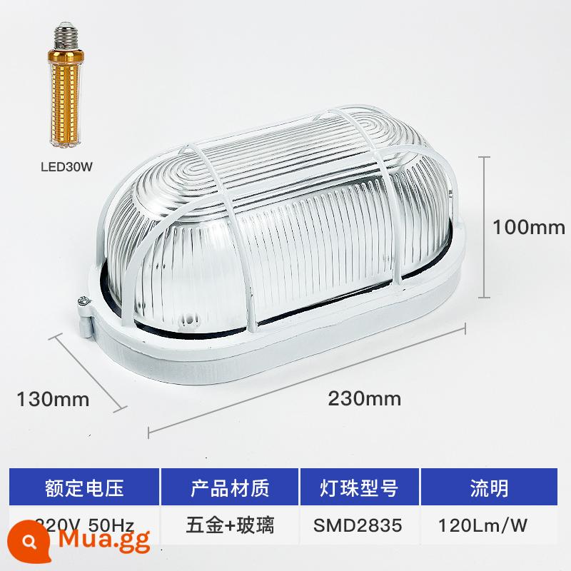 Đèn led chống cháy nổ Shen chống cháy nổ trần chống thấm nước và chống ẩm ba đèn chống bụi phòng bột đèn tường ban công nhà kho đèn nhà máy - Hình bầu dục vừa [với bóng đèn 30w]