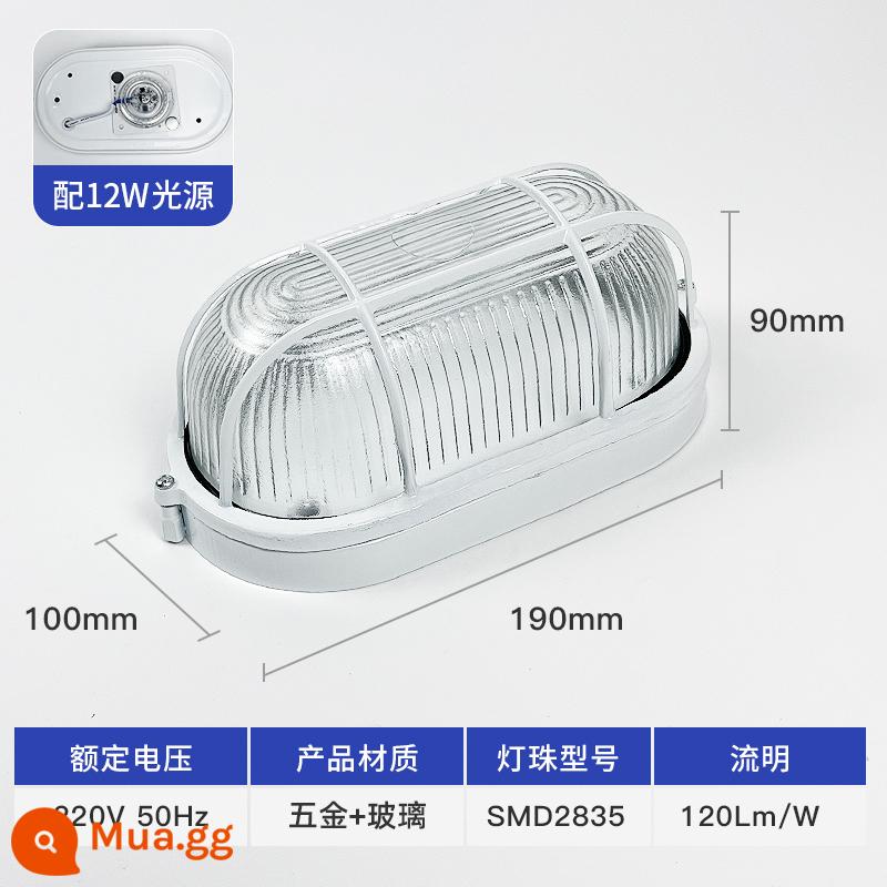 Đèn led chống cháy nổ Shen chống cháy nổ trần chống thấm nước và chống ẩm ba đèn chống bụi phòng bột đèn tường ban công nhà kho đèn nhà máy - Hình bầu dục nhỏ [có chip từ độ sáng cao 12w]