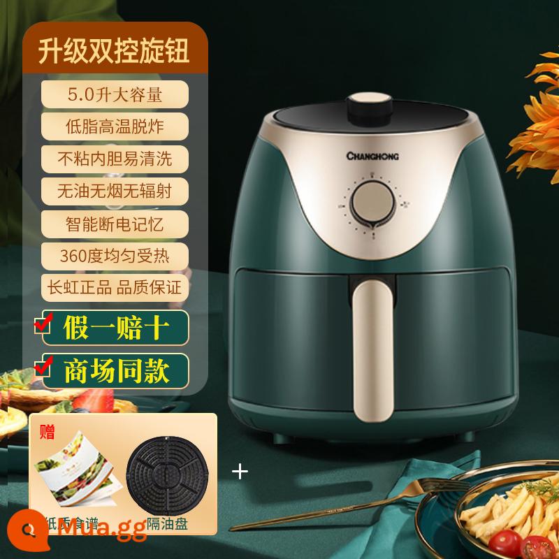 Changhong Air Fried Pot 2022 Hộ gia đình MỚI -CAPInity Thông minh giám sát thông minh - ❤Lợi ích của năm mới❤5L Xanh đậm [Mẫu điều khiển nhiệt độ núm vặn]