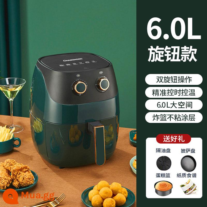 Changhong Air Fried Pot 2022 Hộ gia đình MỚI -CAPInity Thông minh giám sát thông minh - 6L Xanh đậm [Mẫu cơ] Dung tích vàng + Gói quà nướng