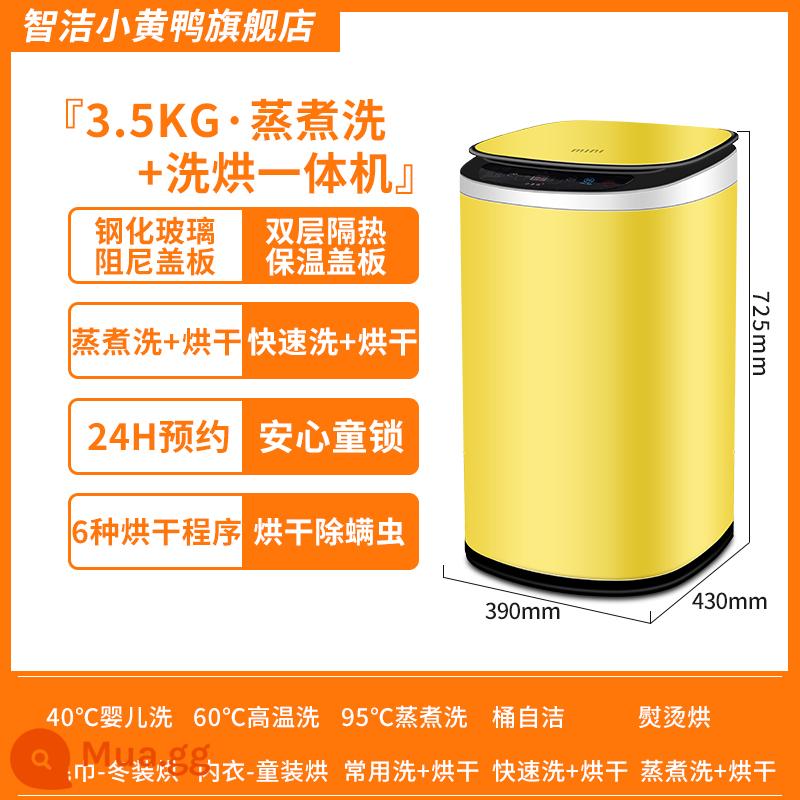 Máy giặt trẻ em vịt nhỏ Zhijie mini hoàn toàn tự động 3kg khử trùng hộ gia đình nhỏ 5kg cho trẻ em và trẻ sơ sinh - 3,5kg màu vàng [đun sôi và giặt ở nhiệt độ cao_6 chương trình sấy]