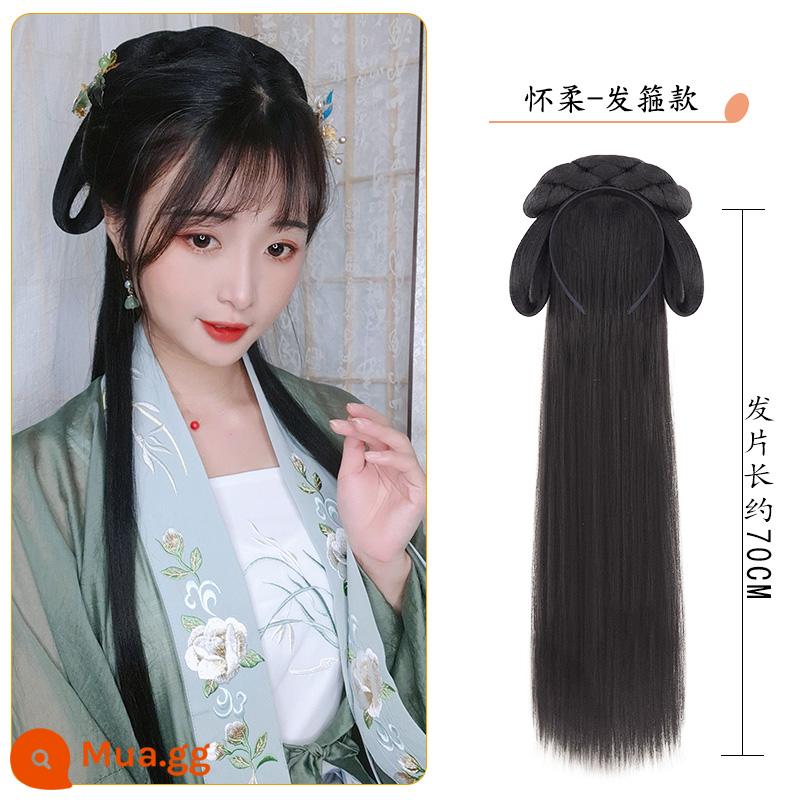 Hanfu tóc giả nguyên bộ cổ túi tóc giả 1 băng đô lười cổ trang phục tóc giả hình búi tóc mũ trùm đầu nữ - Kiểu băng đô Huairou