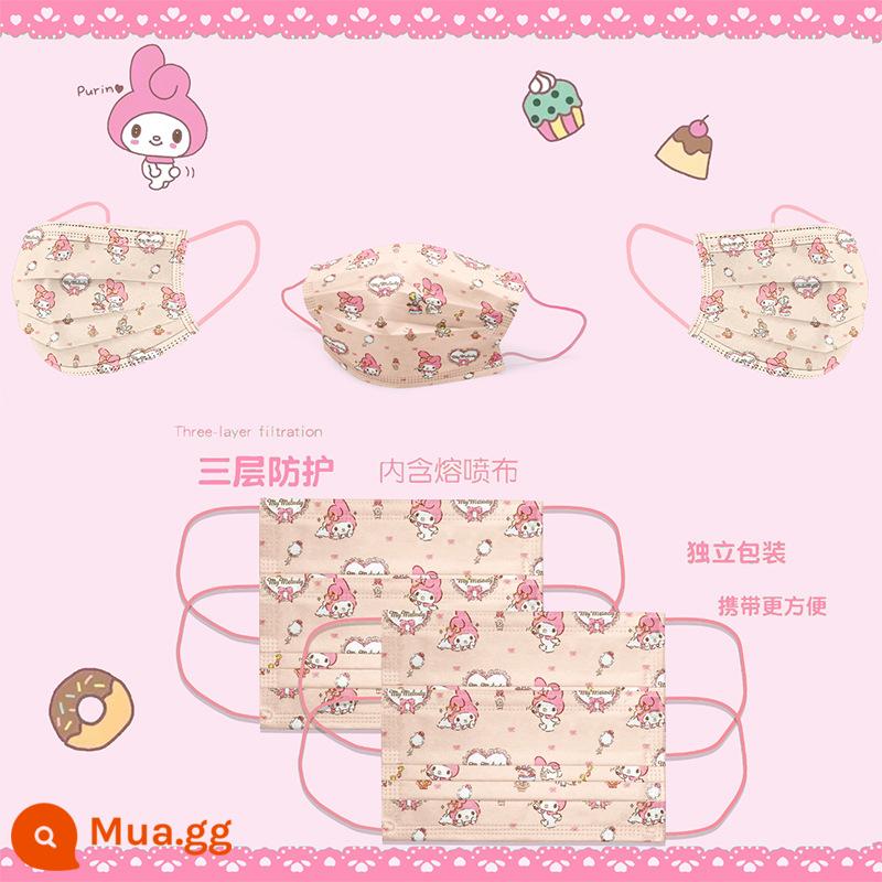 Sanrio mặt nạ cô gái hoạt hình dễ thương trái tim bảo vệ sinh viên ba lớp mặt nạ người lớn nữ bao bì độc lập dùng một lần - Mặt nạ người lớn Pink Melody