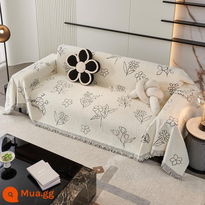 Phong Cách Bắc Âu Mùa Thu Đông Khăn Sofa Viền Sofa Vải Bốn Mùa Chống Mèo Trầy Xước Ghế Sofa Sofa chăn - Pattaya-Đen