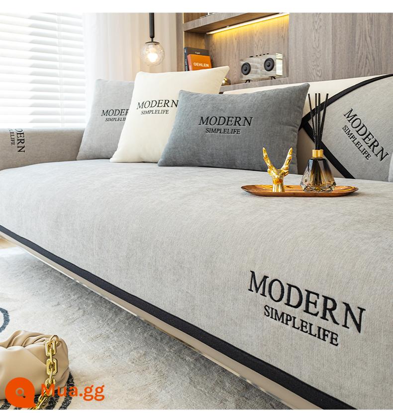 Voan sofa đệm ánh sáng sang trọng hiện đại cao cấp bốn mùa phổ quát chống trượt bọc ghế sofa khăn đơn giản đệm ghế bọc vải - Nellie-quý ông màu xám