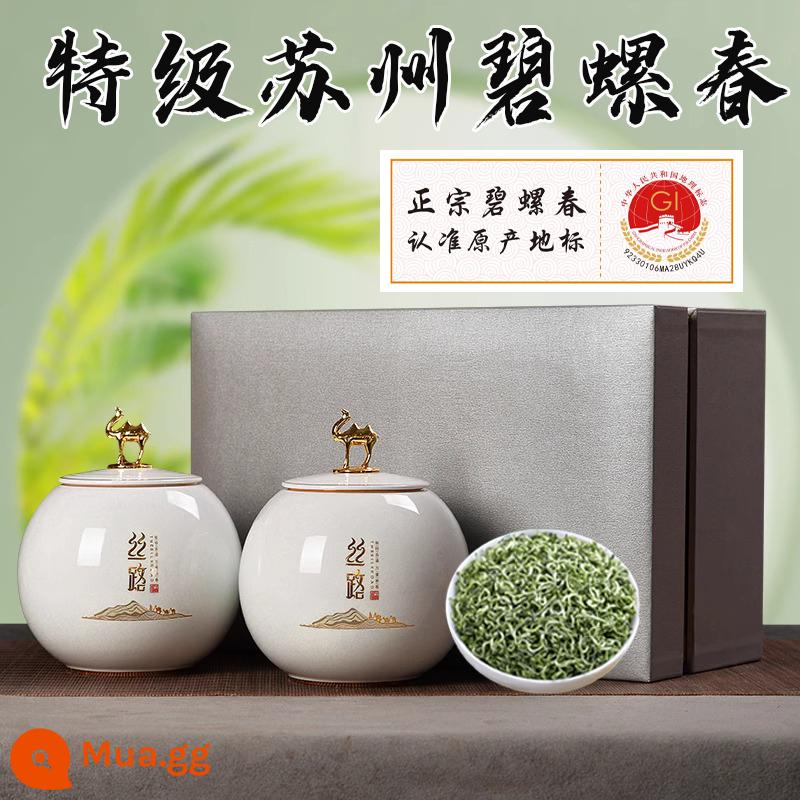 Xác Thực Hàng Châu Minglongjing Trà 250G Con Đường Tơ Lụa Hộp Quà Cao Cấp Đặc Biệt Trà Xanh 2023 Trà Mới Quà Tặng Năm Mới - 400g