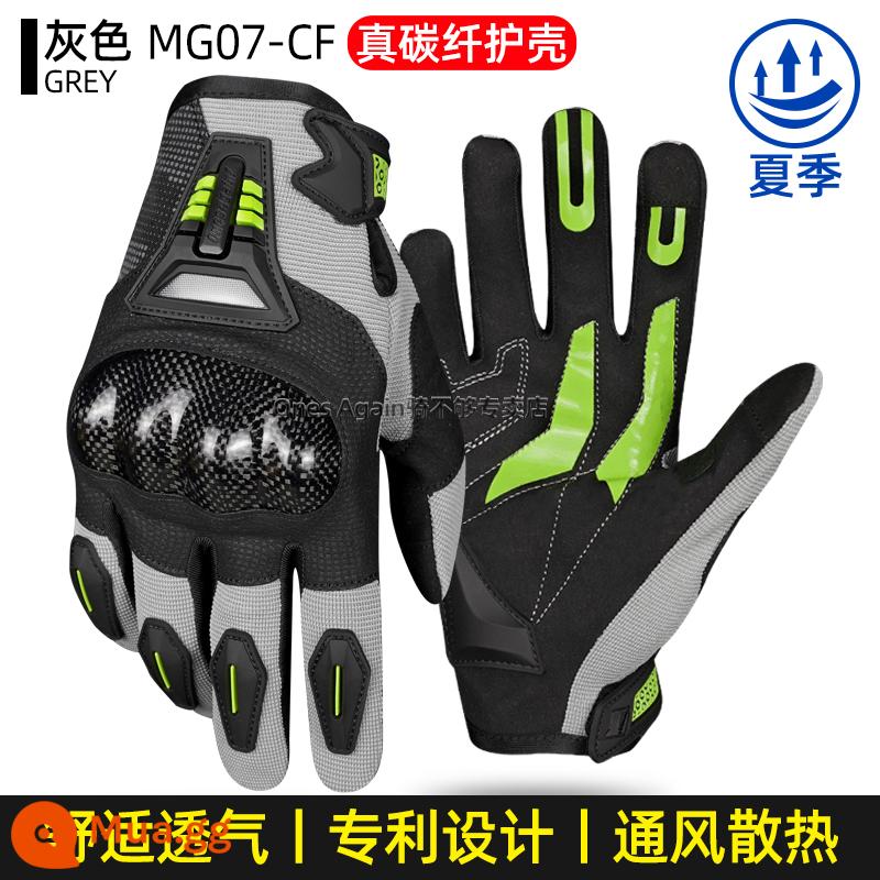 Ones Again Găng Tay Đi Xe Máy Nam Mùa Hè Người Đi Xe Máy Đua Sợi Carbon Chống Rơi Bốn Mùa Thoáng Khí - MG07-CF True Carbon Fiber-Xám [Phiên bản thoáng khí mùa hè]