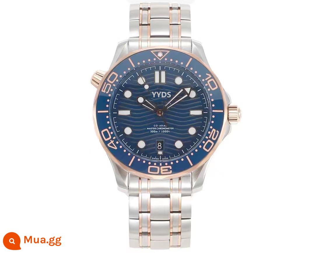 Thích hợp cho Seamaster 300 Cơ Khí Tự Động Speedmaster Quý Cam Dạ Quang Seamaster 600 Đồng Hồ Lặn Chống Thấm Nước - Màu xanh vàng giữa dải thép