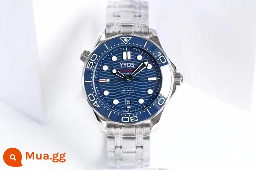 Thích hợp cho Seamaster 300 Cơ Khí Tự Động Speedmaster Quý Cam Dạ Quang Seamaster 600 Đồng Hồ Lặn Chống Thấm Nước - Bề mặt dải thép màu xanh