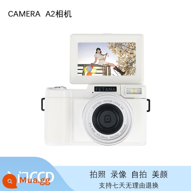 FETANA A2 Máy Ảnh Kỹ Thuật Số CCD Selfie Có Thể Vlog Thẻ Máy Retro Khuôn Viên Sinh Viên Thẻ Máy Quà Tặng - Ảnh selfie có thể đảo ngược màu trắng A2-với bộ lọc-8G