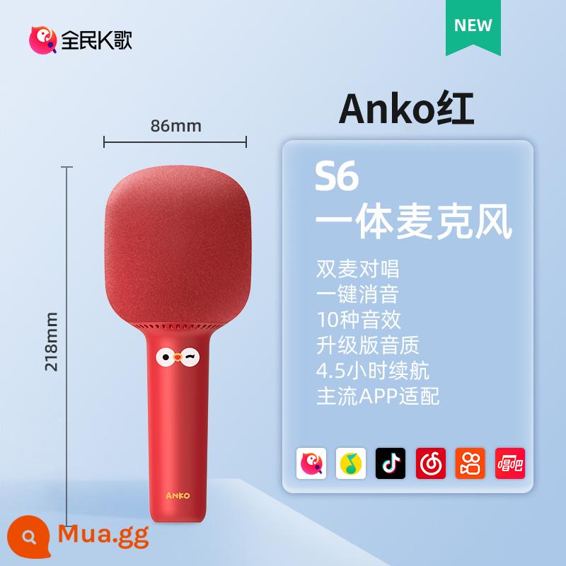 [Quốc K Song] Micro Audio Tích Hợp Micro Di Động Không Dây K Singer Home KTV Giải Trí Ca Hát K Artifact S6 - ANKO red-S6 [10 hiệu ứng âm thanh, sửa đổi âm thanh tự động]