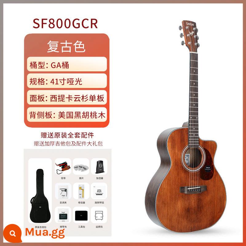 Saga Saga nâng cấp dòng 800c mới bảng đơn hàng đầu chính hãng hộp điện dân gian đàn guitar acoustic sf830 - SF800GCR 41 inch màu sắc cổ điển