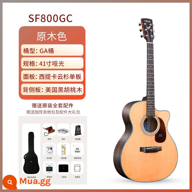 Saga Saga nâng cấp dòng 800c mới bảng đơn hàng đầu chính hãng hộp điện dân gian đàn guitar acoustic sf830 - SF800GC 41 inch màu gỗ sứt mẻ