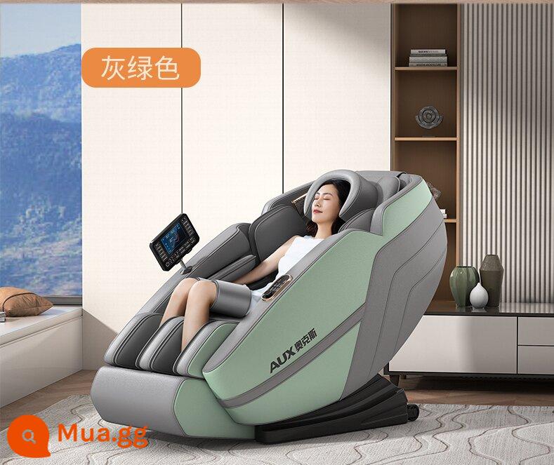 AUX/Ox ghế massage X60 cột sống cổ tại nhà không gian toàn thân viên hoàn toàn tự động SL đường sắt điện đa năng - Phiên bản công nghệ mới (xanh Morandi) chuyển động 6 bi/ion oxy âm