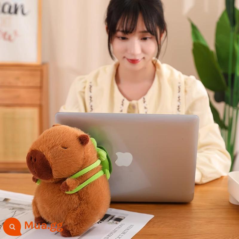 Búp bê Capybara đồ chơi sang trọng gối capybara mặt dây chuyền búp bê vải búp bê Capybara lap - Tư thế ngồi 25 cm [kiểu ba lô rùa]