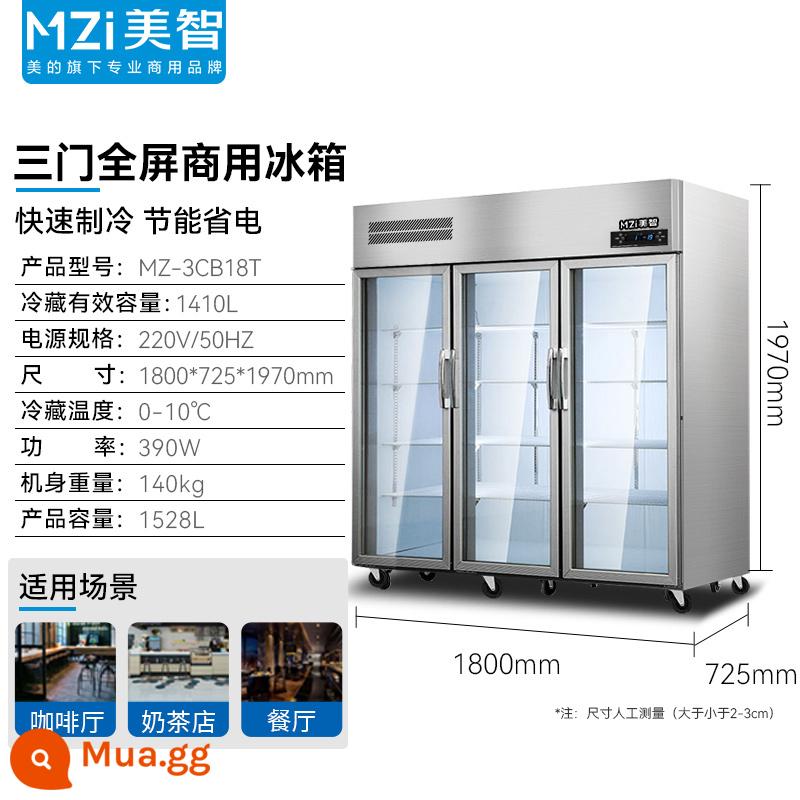 Tủ lạnh nhà bếp thương mại Tủ lạnh Bốn phòng của Midea Meizhi - Model tủ lạnh 3 cửa (cửa kính) [Ống hoàn toàn bằng đồng sang trọng