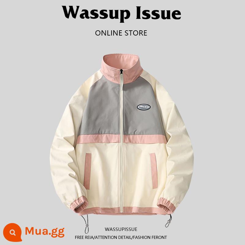 WASSUP ISSUE Đồng phục bóng chày Mỹ áo khoác dày nam cặp đôi hợp thời trang thương hiệu áo khoác bomber mùa đông - Kaki 22126