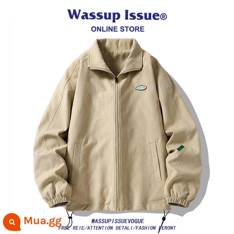 WASSUP ISSUE Đồng phục bóng chày Mỹ áo khoác dày nam cặp đôi hợp thời trang thương hiệu áo khoác bomber mùa đông - Kaki 22113