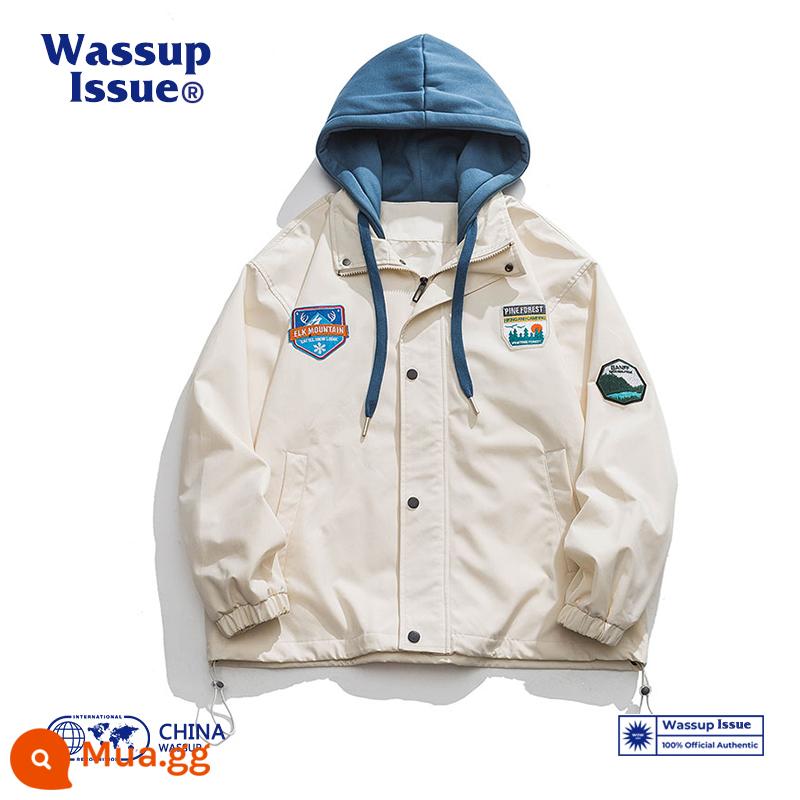 WASSUP ISSUE Đồng phục bóng chày Mỹ áo khoác dày nam cặp đôi hợp thời trang thương hiệu áo khoác bomber mùa đông - Kaki 22108