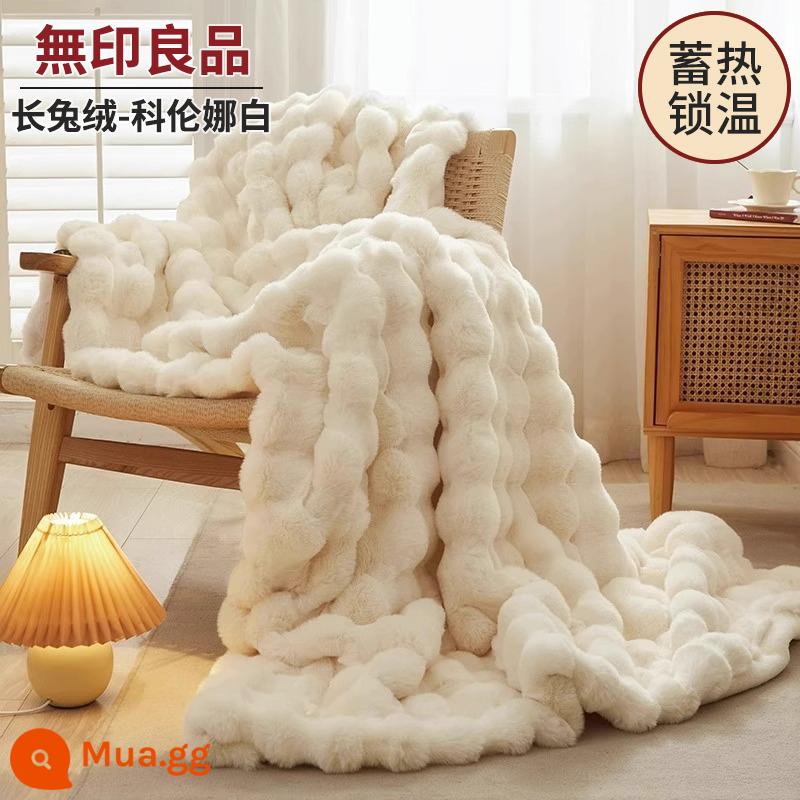 MUJI Thỏ Xuống Chăn Mùa Đông Dày Bao Chăn Ga Nhung San Hô Ngủ Trưa Văn Phòng Sofa Chăn Nhỏ - Nhung thỏ dài - Corunna trắng [nhung 2 mặt, không bong tróc, chống tĩnh điện]