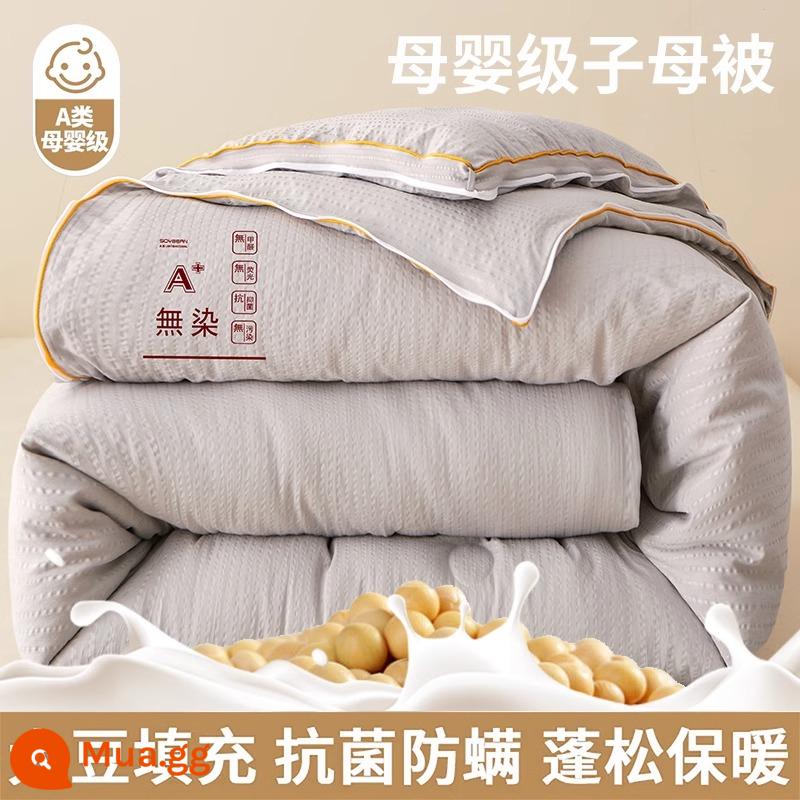 MUJI chăn bông mẹ chồng sợi đậu nành mùa đông chăn dày chăn ấm lò xo lõi chăn mùa thu 2023 mùa đông mới - Muji-Xám cao cấp [Vải cotton dệt kim đã giặt loại A]