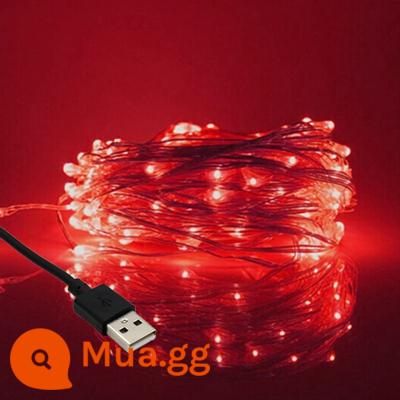 Sạc Di Động 5V Usb Led Dây Đồng Đèn Ngôi Sao Dây Đèn Ký Túc Xá Trang Trí Phòng Chống Thấm Nước Bầu Trời Đầy Sao 2 Mét - Luôn có màu đỏ