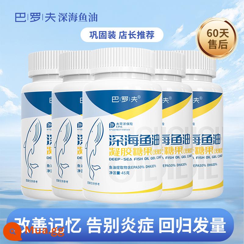 Dầu cá Barov Viên nang mềm Omega 3 Dầu cá biển sâu có độ tinh khiết cao Không đường EPA + DHA - 5 chai hộp thuốc miễn phí [mẫu gia cố được quản lý cửa hàng khuyên dùng] để cải thiện trí nhớ