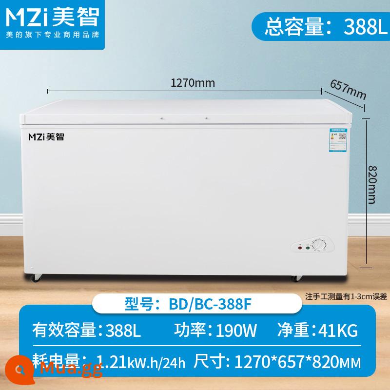 Tủ đông Midea Michi thương mại tủ đông phẳng tủ đông công suất lớn tủ lạnh nhà bếp 1 cửa tủ đông 2 cửa tủ trưng bày - Cửa đơn 388L [model dày] 1270*660*844