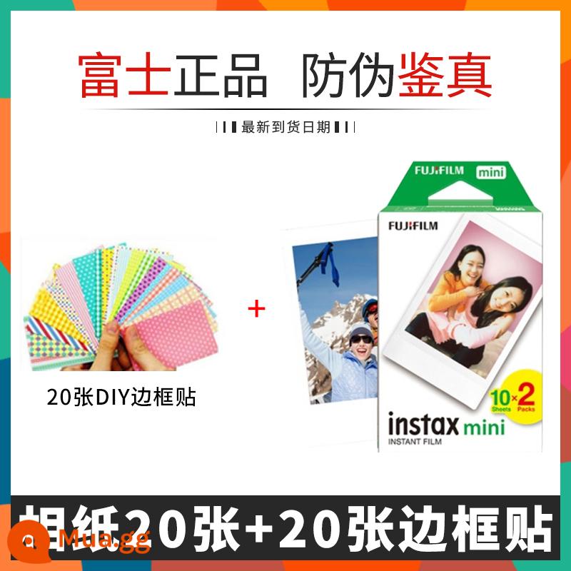 mini11 Giấy ảnh Fuji Polaroid mini7s/7/9/8/90mini series phim viền trắng phổ thông 40/25 - 20 tờ viền trắng + 20 tờ dán viền