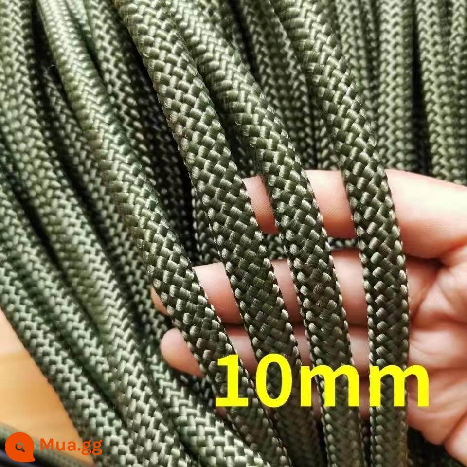 Quân đội màu xanh lá cây nylon chịu mài mòn dây bện dây thừng ràng buộc dây bạt phanh quảng cáo dây kéo dây - Xanh quân đội 10 mm + 10 mét